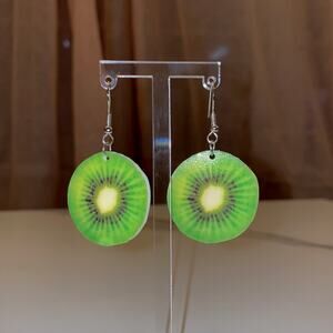 New Kiwi Earrings Dangle Acrylic Fruit‎ Beach Summer Bubble Tropical Lime Tea